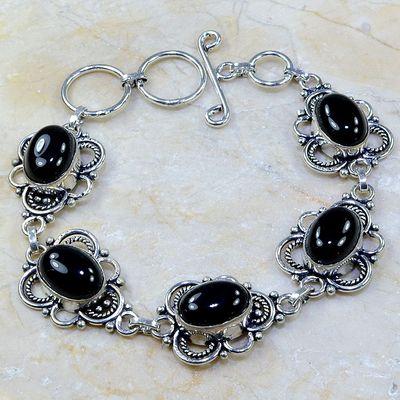 On 0398a bracelet onyx noir achat vente bijou 1900 belle epoque argent 925