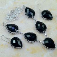 On 0400a parure boucles oreilles collier sautoir onyx noir bijou 1900 art deco achat vente