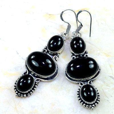 On 0403c boucles pendants oreilles onyx noir parure bijou 1900 achat vente