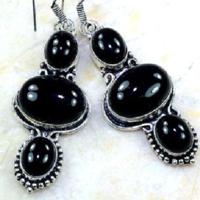 On 0403c boucles pendants oreilles onyx noir parure bijou 1900 achat vente