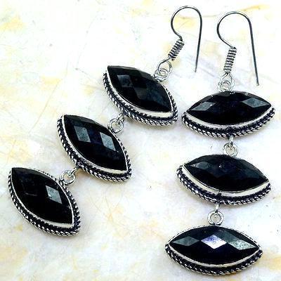 On 0406a boucles pendants oreilles onyx noir parure bijou 1900 achat vente 1