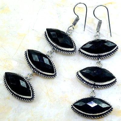 On 0406a boucles pendants oreilles onyx noir parure bijou 1900 achat vente 1