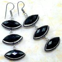 On 0406b boucles pendants oreilles onyx noir parure bijou 1900 achat vente 1