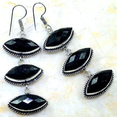 On 0406a boucles pendants oreilles onyx noir parure bijou 1900 achat vente 1