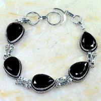 On 0407a bracelet onyx noir achat vente bijou 1900 belle epoque argent 926