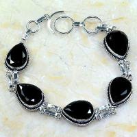 On 0407d bracelet onyx noir achat vente bijou 1900 belle epoque argent 926