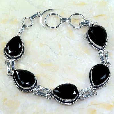 On 0407b bracelet onyx noir achat vente bijou 1900 belle epoque argent 926