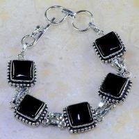 On 0409d bracelet onyx noir achat vente bijou 1900 belle epoque argent 925