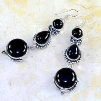 On 0411b boucles pendants oreilles onyx noir parure bijou 1900 achat vente