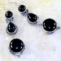 On 0411c boucles pendants oreilles onyx noir parure bijou 1900 achat vente