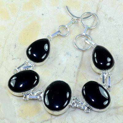 On 0412a bracelet onyx noir achat vente bijou 1900 belle epoque argent 925