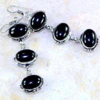 On 0457a boucles oreilles pendants onyx noir bijou 1900 art deco achat vente