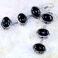 On 0457c boucles oreilles pendants onyx noir bijou 1900 art deco achat vente