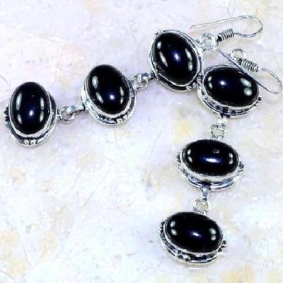 On 0457d boucles oreilles pendants onyx noir bijou 1900 art deco achat vente