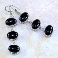 On 0458a boucles oreilles pendants onyx noir bijou 1900 art deco achat vente
