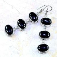 On 0458b boucles oreilles pendants onyx noir bijou 1900 art deco achat vente