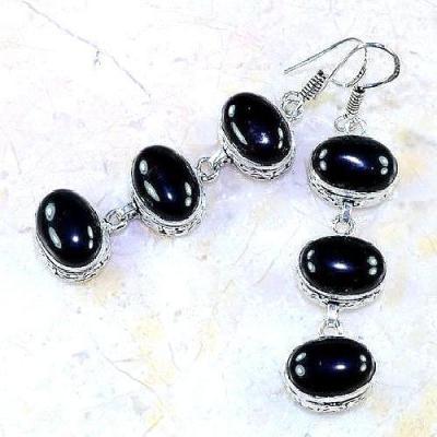 On 0458c boucles oreilles pendants onyx noir bijou 1900 art deco achat vente