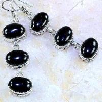 On 0458c boucles oreilles pendants onyx noir bijou 1900 art deco achat vente