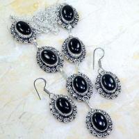 On 0488a parure collier boucles oreilles 42gr onyx noir bijou 1900 art deco achat vente