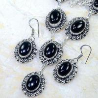 On 0488b parure collier boucles oreilles 42gr onyx noir bijou 1900 art deco achat vente