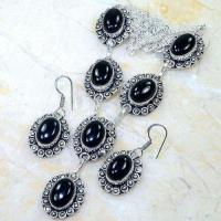 On 0488d parure collier boucles oreilles 42gr onyx noir bijou 1900 art deco achat vente