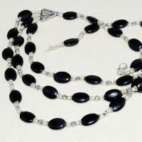 On 0492b parure collier sautoir 3rangs 44gr onyx noir gothique bijou 1900 art deco achat vente