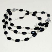 On 0492d parure collier sautoir 3rangs 44gr onyx noir gothique bijou 1900 art deco achat vente