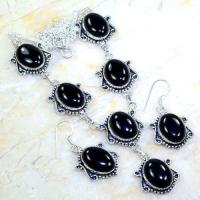 On 0494a parure collier boucles oreilles 44gr onyx noir bijou 1900 art deco achat vente