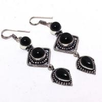 On 0500a boucles oreilles 16gr onyx noir bijou 1900 art deco gothique achat vente