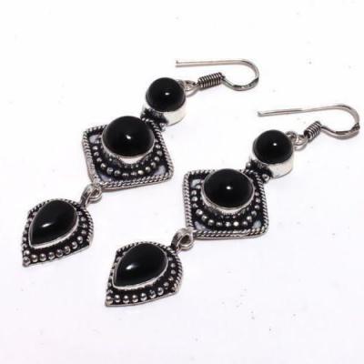 On 0500c boucles oreilles 16gr onyx noir bijou 1900 art deco gothique achat vente