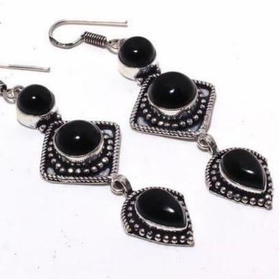 On 0500c boucles oreilles 16gr onyx noir bijou 1900 art deco gothique achat vente