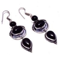 On 0502a boucles oreilles 17gr onyx noir bijou 1900 art deco gothique achat vente