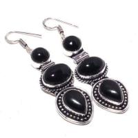 On 0503a boucles oreilles 15gr onyx noir bijou 1900 art deco gothique achat vente