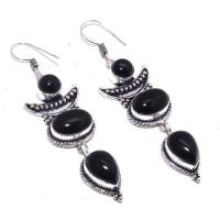 On 0504a boucles oreilles 17gr onyx noir bijou 1900 art deco gothique achat vente