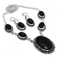 On 0509a parure collier boucles oreilles onyx noir 37gr achat vente bijou argent 925