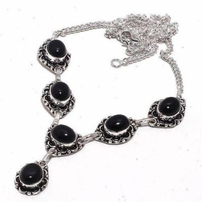 On 0514b collier sautoir parure onyx noir 25gr 10x12mm achat vente bijou argent 925