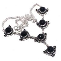 On 0515a collier sautoir parure onyx noir 25gr 10mm achat vente bijou argent 925