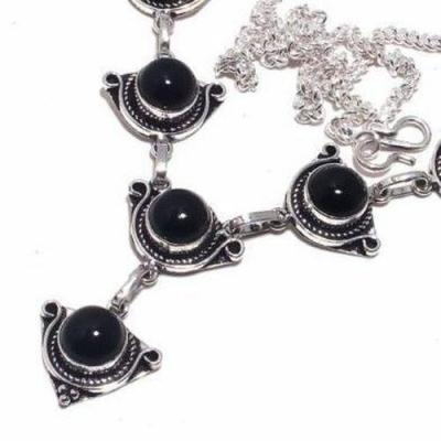 On 0515b collier sautoir parure onyx noir 25gr 10mm achat vente bijou argent 925