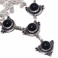 On 0515c collier sautoir parure onyx noir 25gr 10mm achat vente bijou argent 925