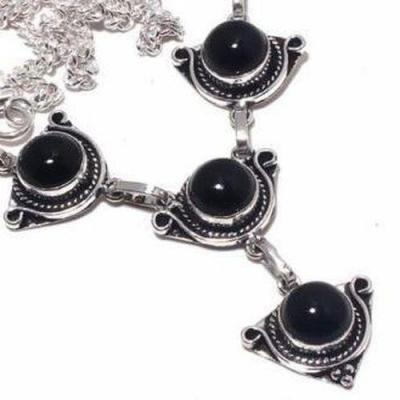 On 0515b collier sautoir parure onyx noir 25gr 10mm achat vente bijou argent 925