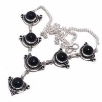 On 0515d collier sautoir parure onyx noir 25gr 10mm achat vente bijou argent 925