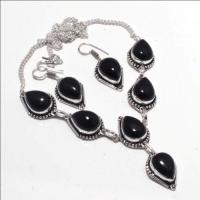 On 0516a collier boucles oreilles onyx noir 43gr 10x15mm achat vente bijou argent 925