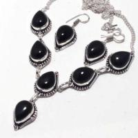 On 0516b collier boucles oreilles onyx noir 43gr 10x15mm achat vente bijou argent 925