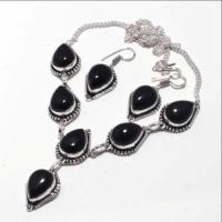 On 0516d collier boucles oreilles onyx noir 43gr 10x15mm achat vente bijou argent 925