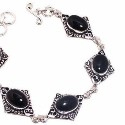 On 0518b bracelet onyx noir 19gr 10x15mm achat vente bijou ethnique argent 925