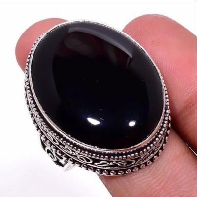 On 0522a bague t63 chevaliere onyx noir 20x28mm gemme bijou 1900 art deco achat vente