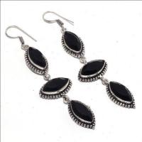 On 0527a boucles oreilles 19gr 10x20mm onyx noir bijou 1900 art deco gothique achat vente