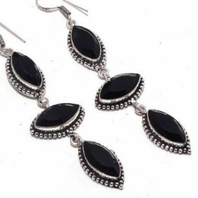 On 0527c boucles oreilles 19gr 10x20mm onyx noir bijou 1900 art deco gothique achat vente