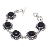 On 0528a bracelet onyx noir 23gr 12x12mm achat vente bijou ethnique argent 925