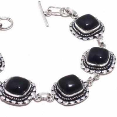On 0528b bracelet onyx noir 23gr 12x12mm achat vente bijou ethnique argent 925
